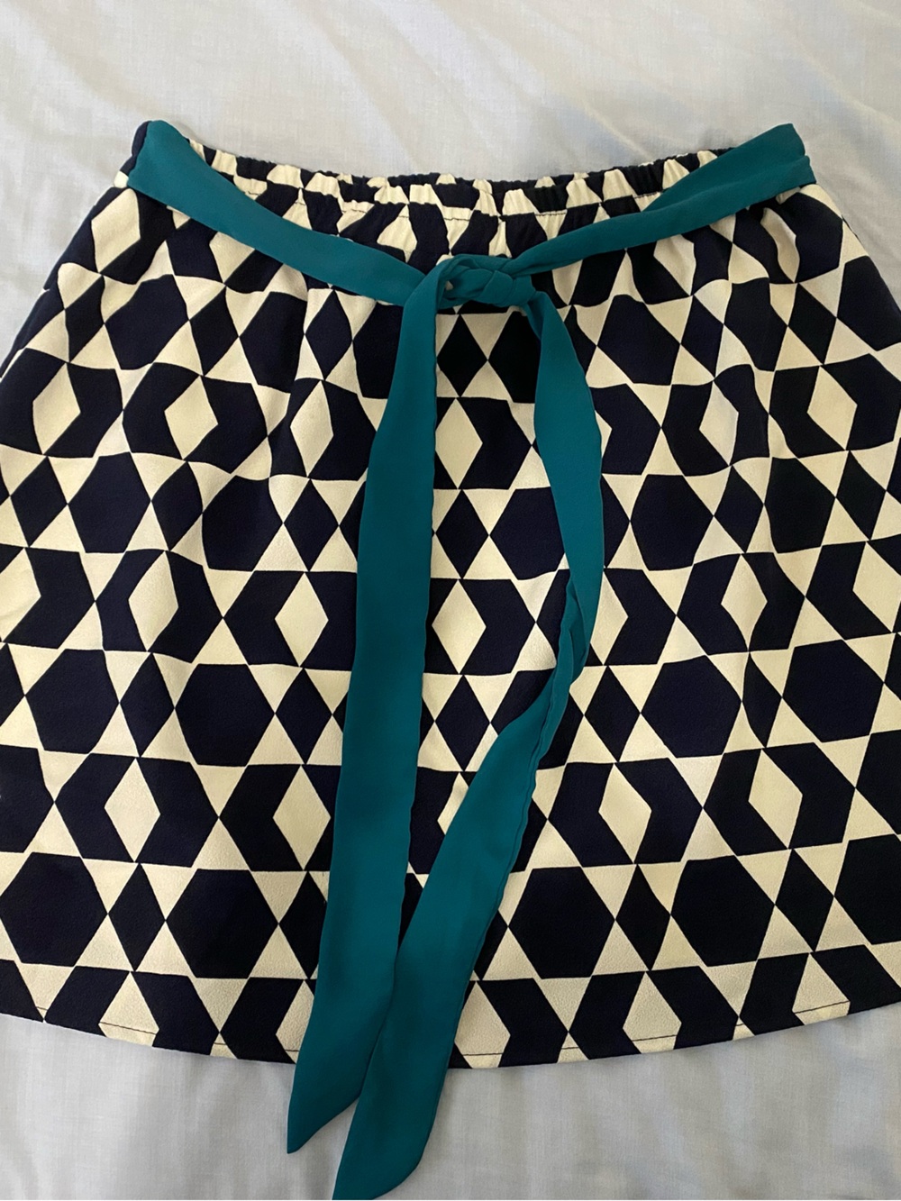 Vintage Geometric Navy and Cream Skirt